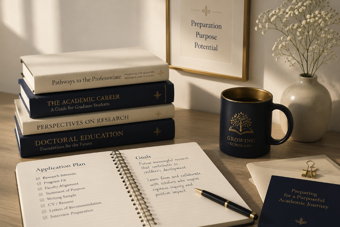 Application plan notebook with Growing Scholars branded materials